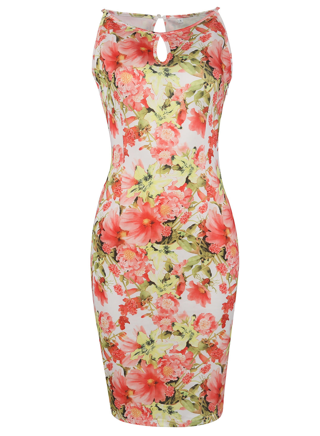 Floral Keyhole Neck Sheath Dress