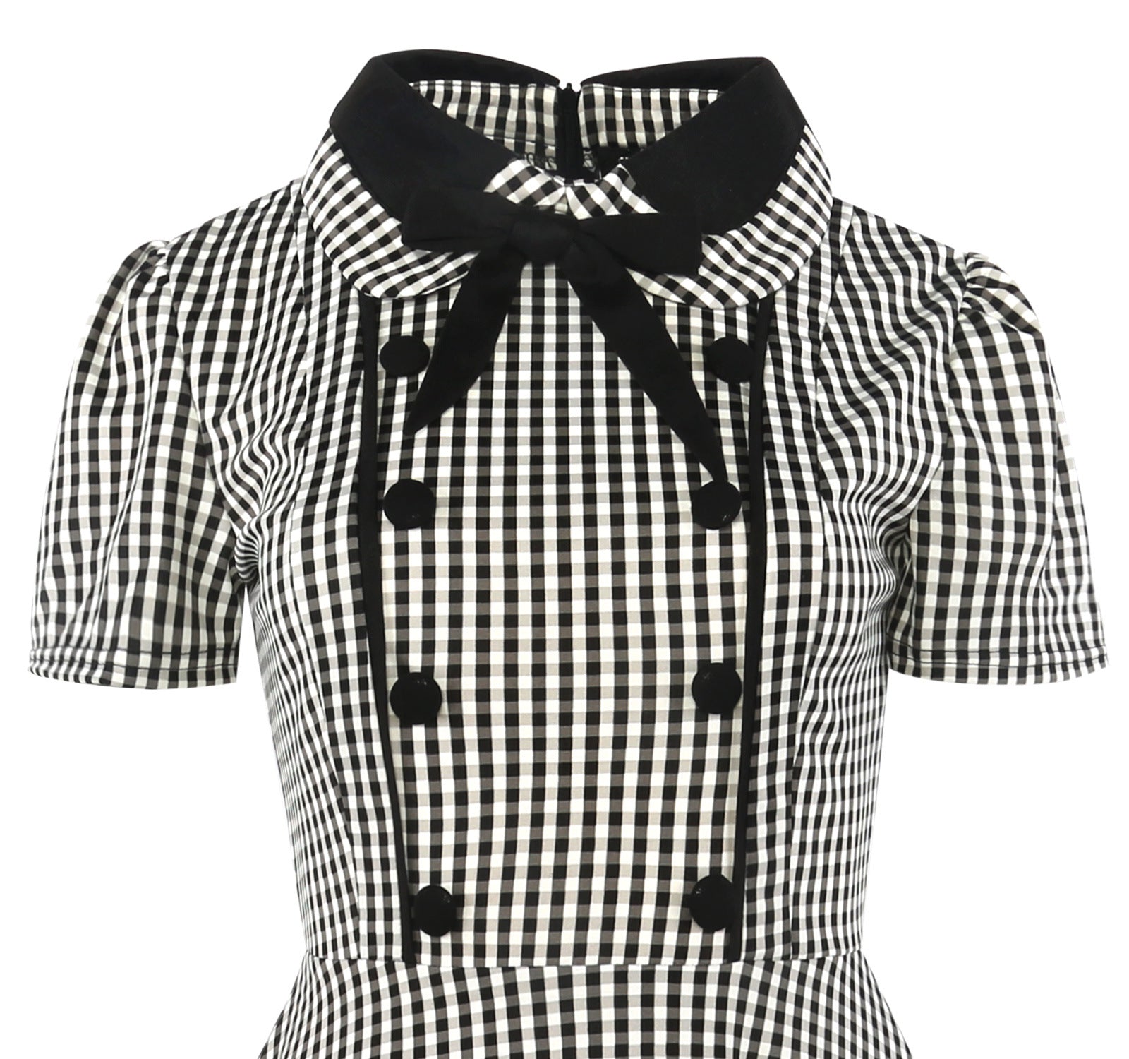 Gingham Double Breasted Bow Dress