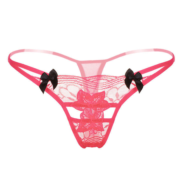 Applique Floral Lace Thong Panty