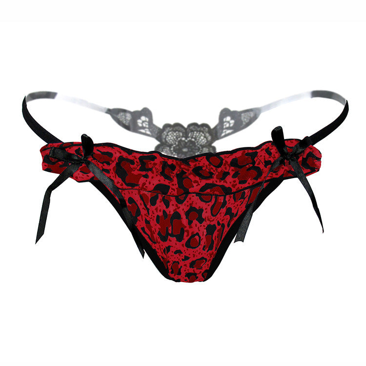 Treopard Print Flower Back G String