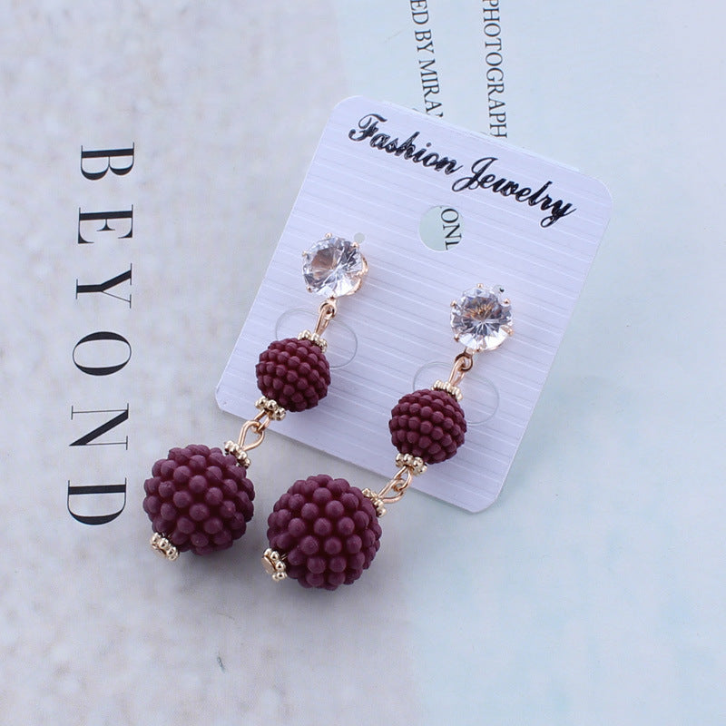 Ribbed Asymmetrical Sphere Drop Earrings