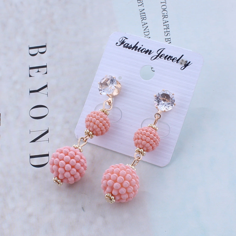 Ribbed Asymmetrical Sphere Drop Earrings