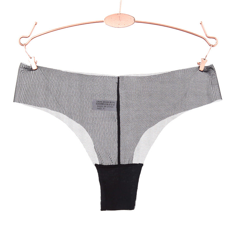 Ruwe rand transparant gaas string panty