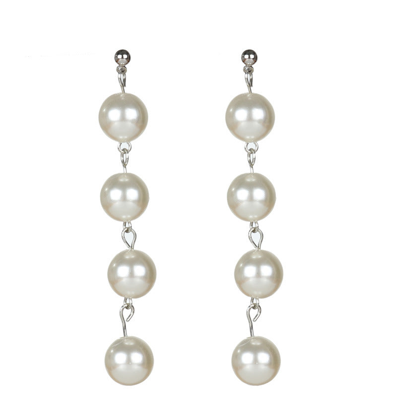 Boucles d'oreilles en fausse perle à plusieurs niveaux