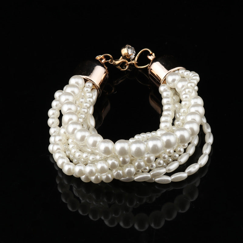 Multiple Strand Faux Pearl Bracelet