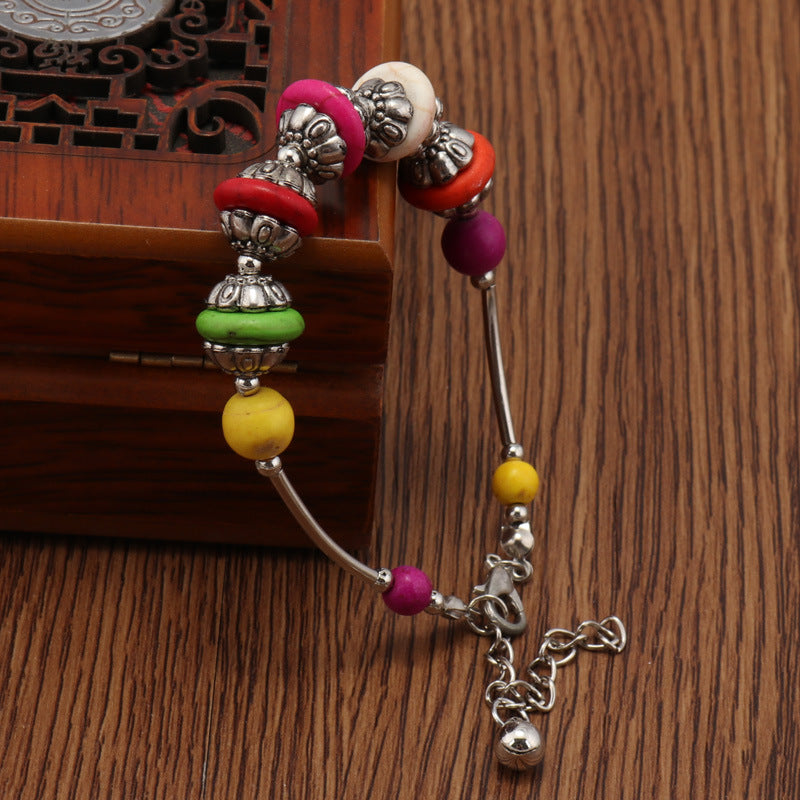 Rainbow Sphere Metal Beaded Bracelet