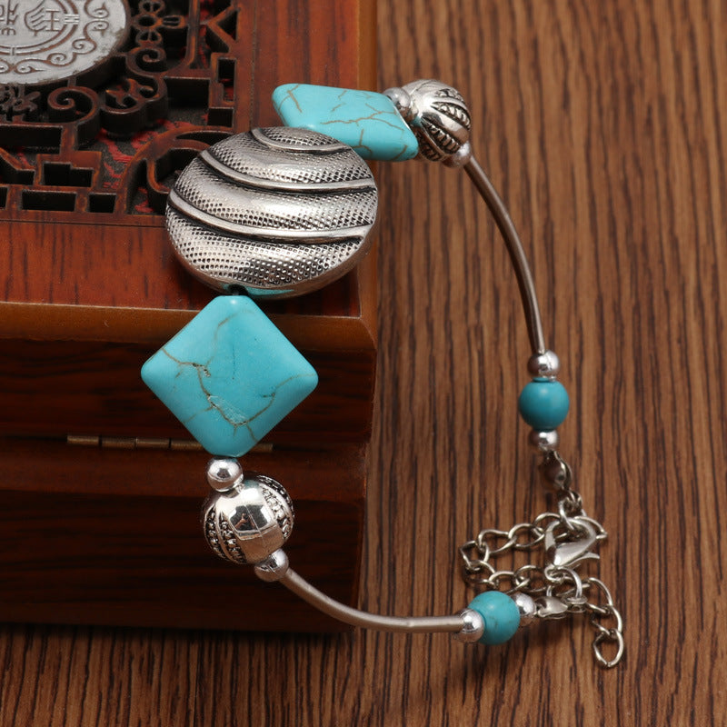 Turquoise and Metal Geometric Bracelet