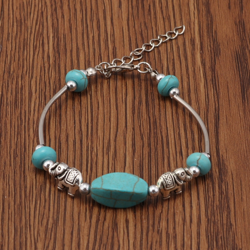 Cute Turquoise Elephant Charm Bracelet