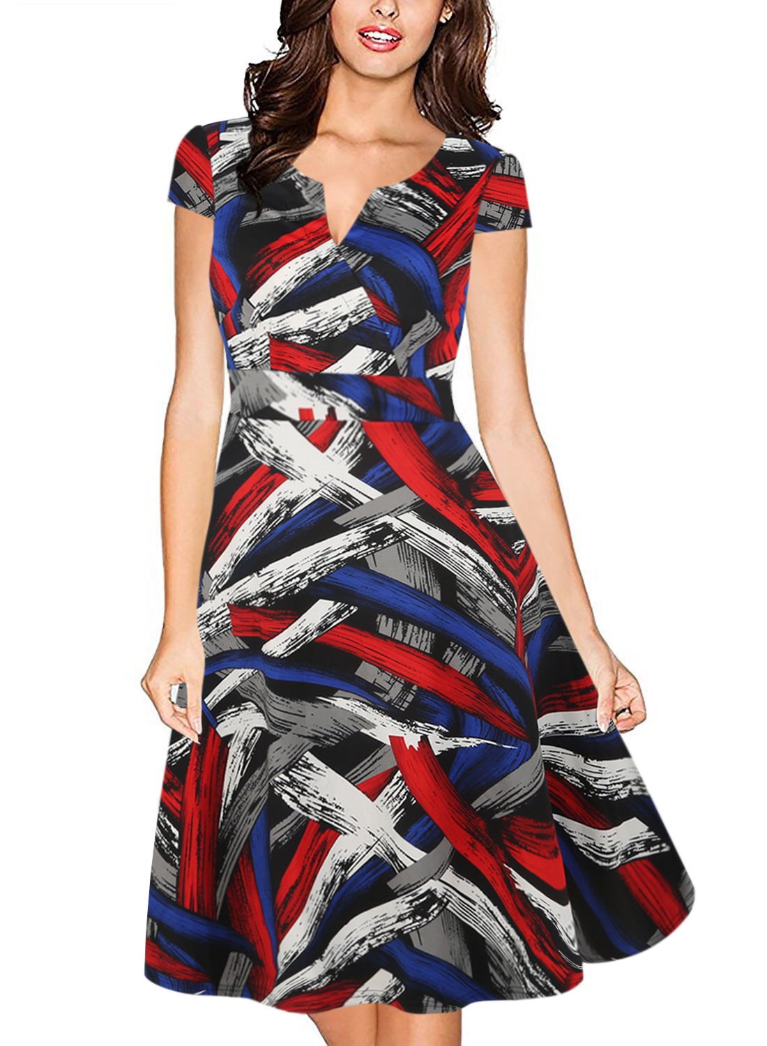 Mod abstract patroon surplice jurk