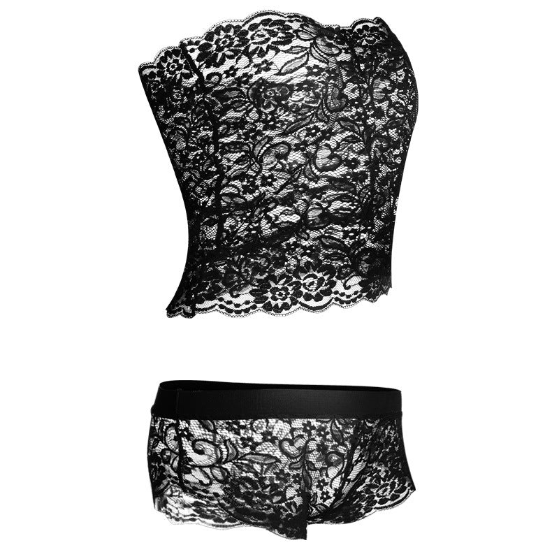 Lace Tube Bra and Boyshort Panty Set