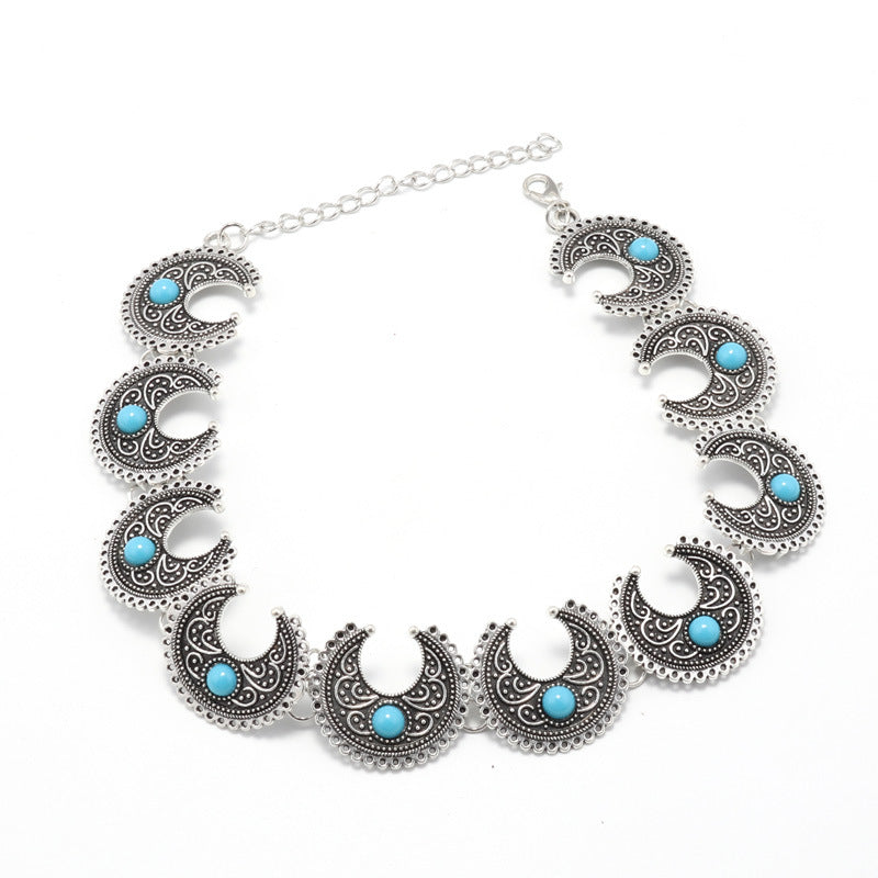 Metallic Circle en Turquoise Choker