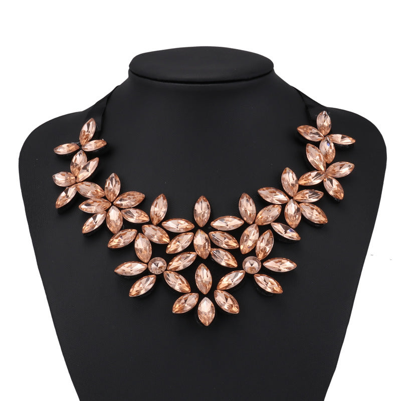 Rhinestone Floral Necklace