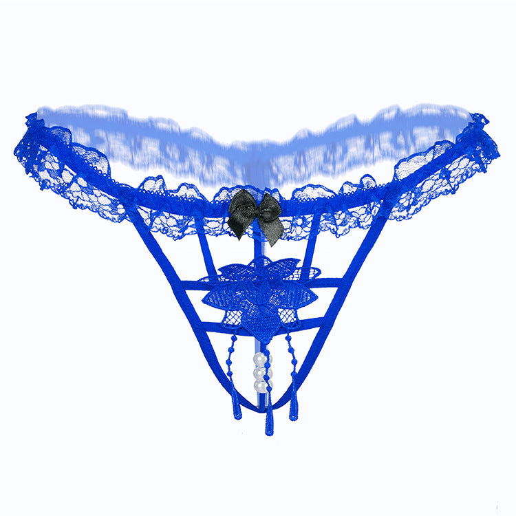 G-String mit Perlen-Strang-Blumenapplikationen