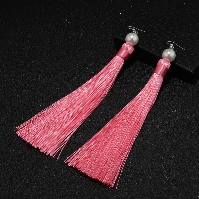 Boucles d'oreilles en perles de gland rouge