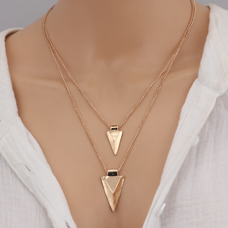 Double Strand Arrowhead Golden Necklace