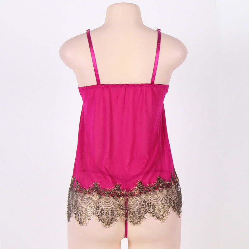 Plus Size Bows & Lace Babydoll Dress