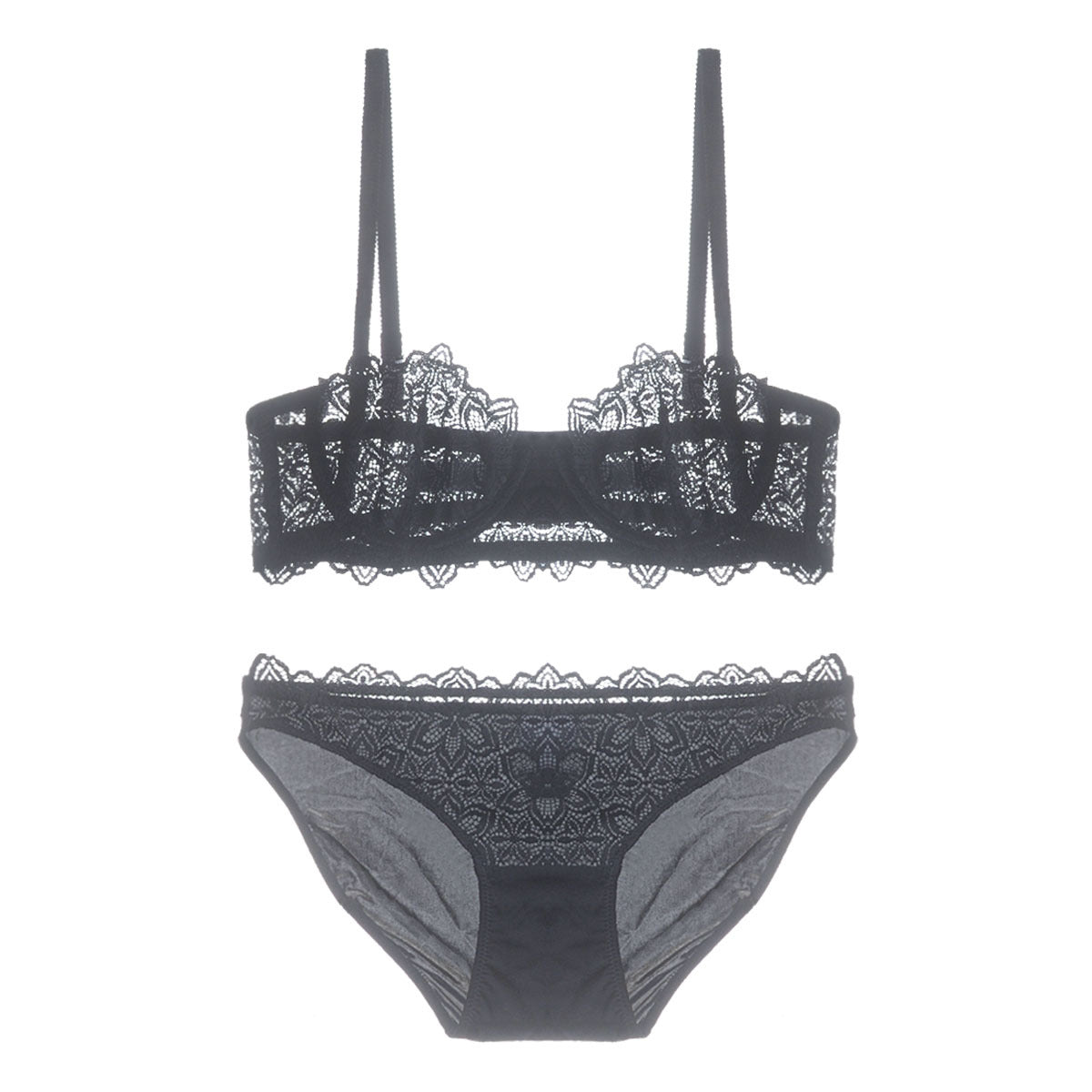 Peekaboo Lace Balconette Bra and Panty Set