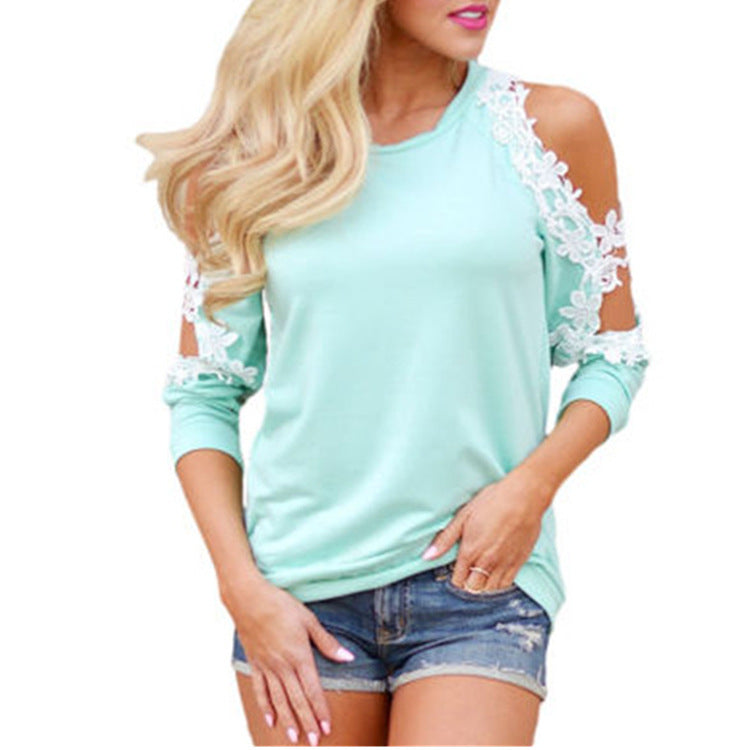 Floral Crochet Trim Cutout Top