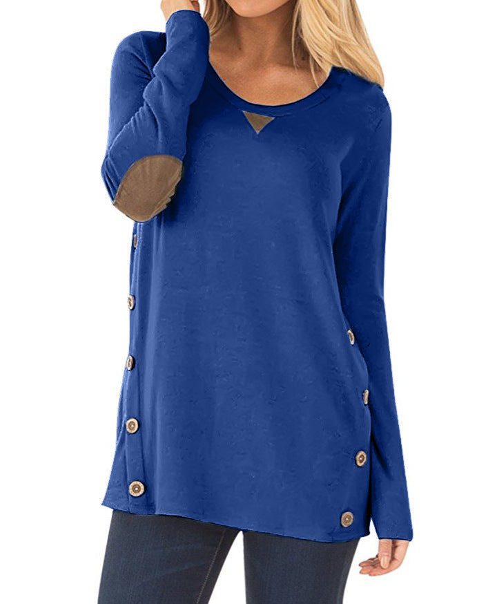 Triangle Still Button-Accent Scoop Deck Tunic