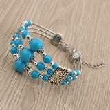 Bracelet à perles bleues à trois niveaux
