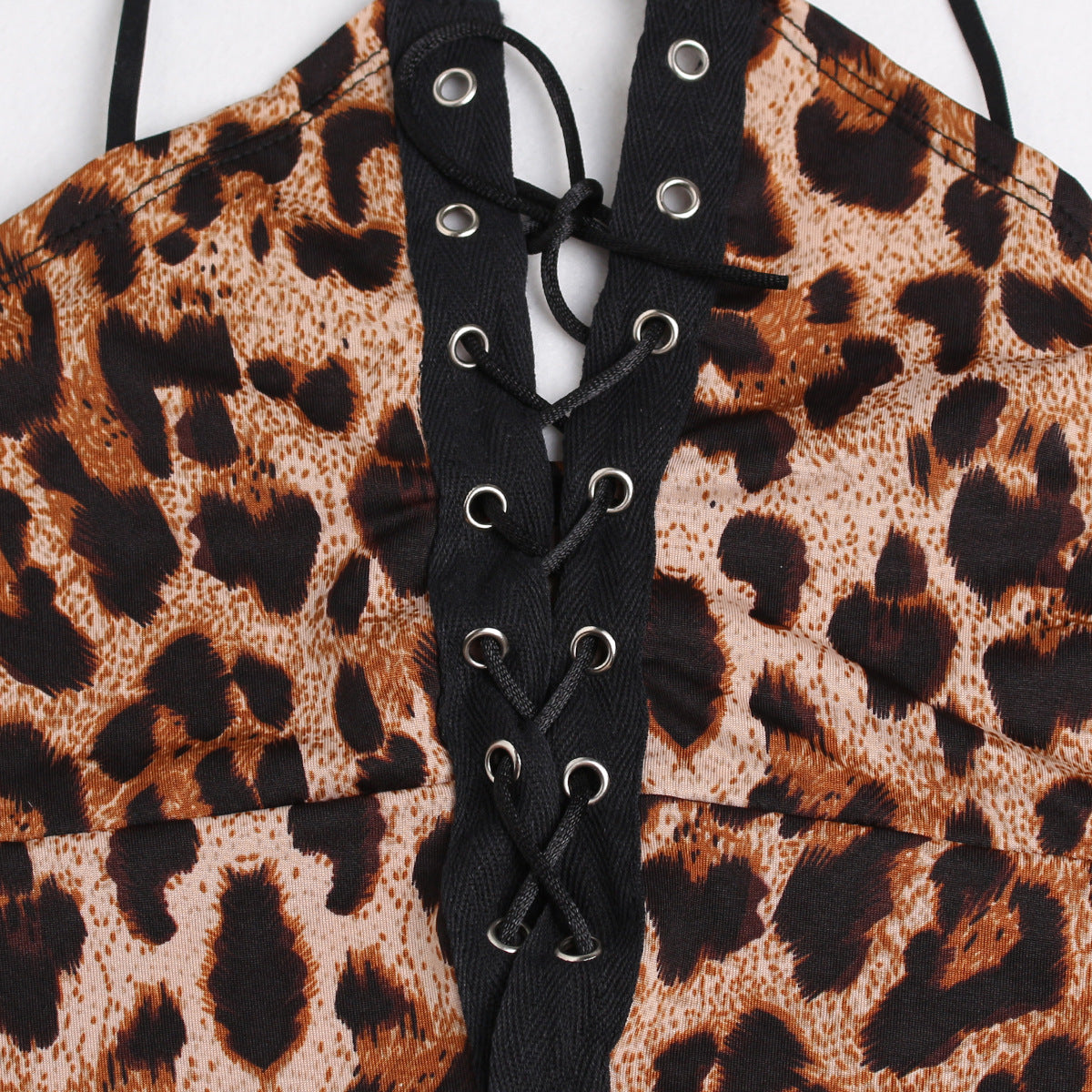 Leopard Print Corset Front Teddy