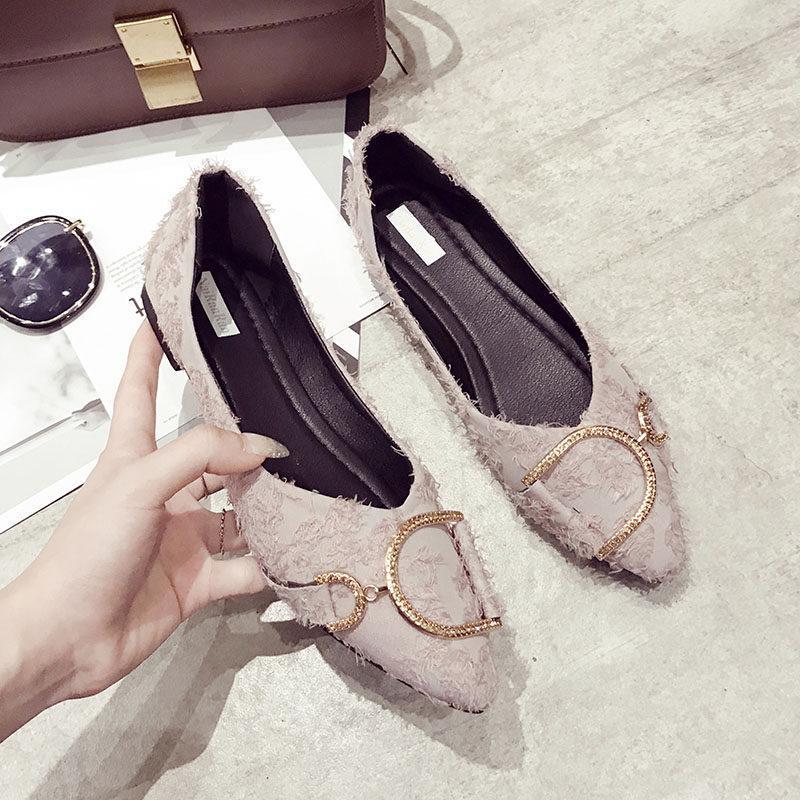 Fringe Ground Buckle Ballet Flats