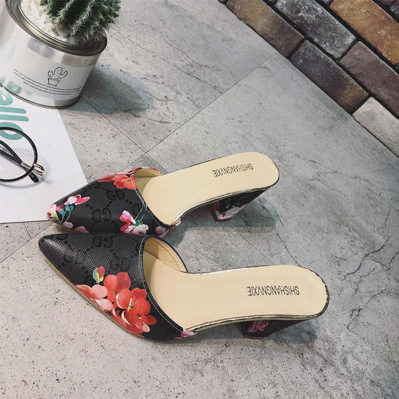 Floral Mode Print Kätzchen Heels