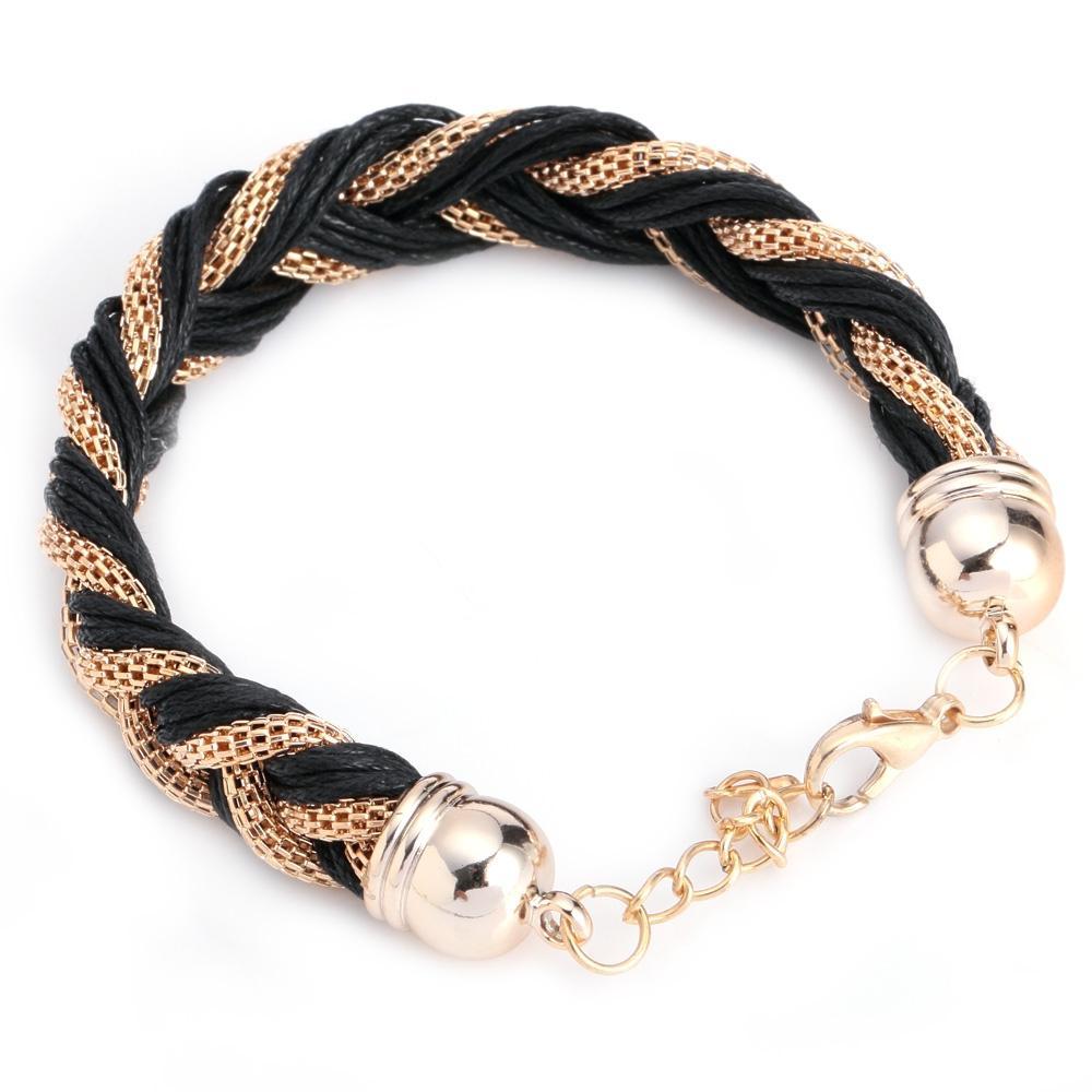 Pulsera de mujer tejida con cadena de metal