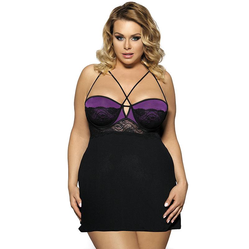 Plus size strappy Lacy Balconette Mini Dress