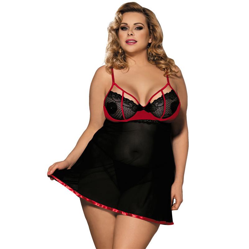 Plus Size Red & Black Mini Dress