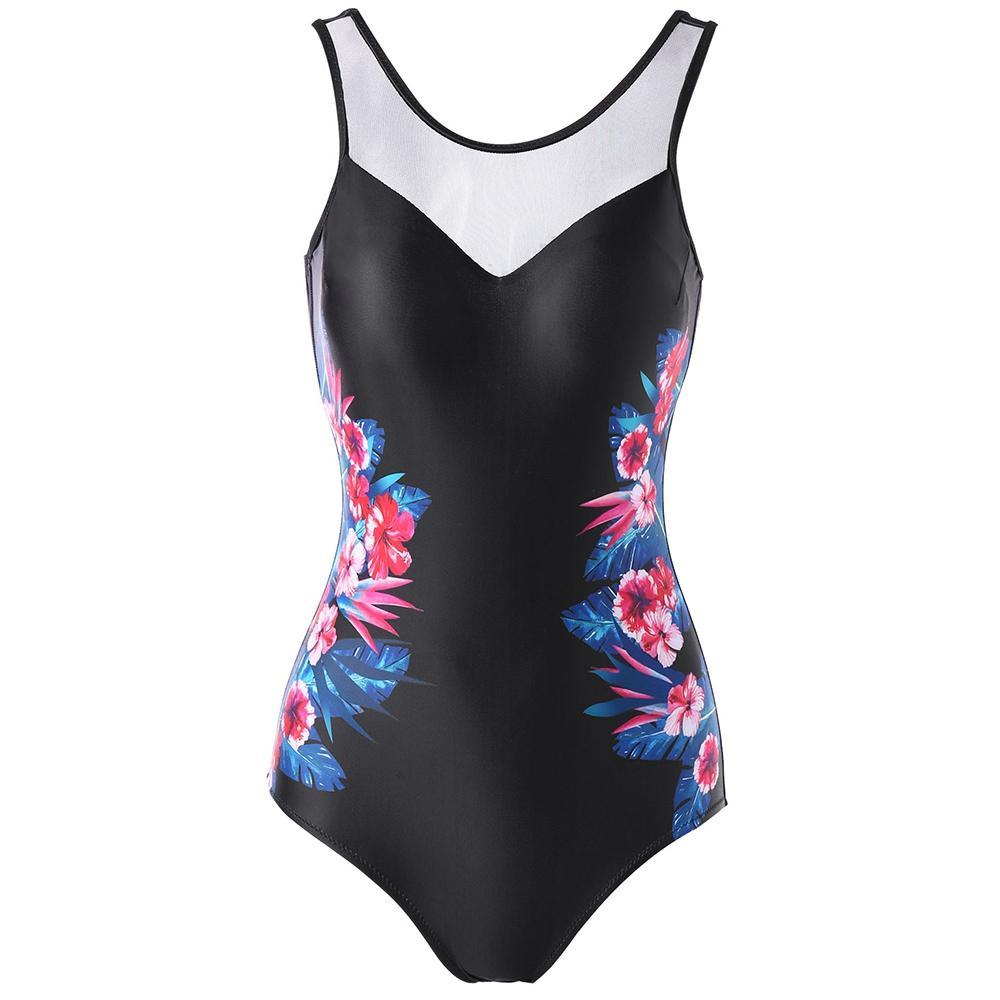 Cetak Bunga Sederhana One Piece Swimwear