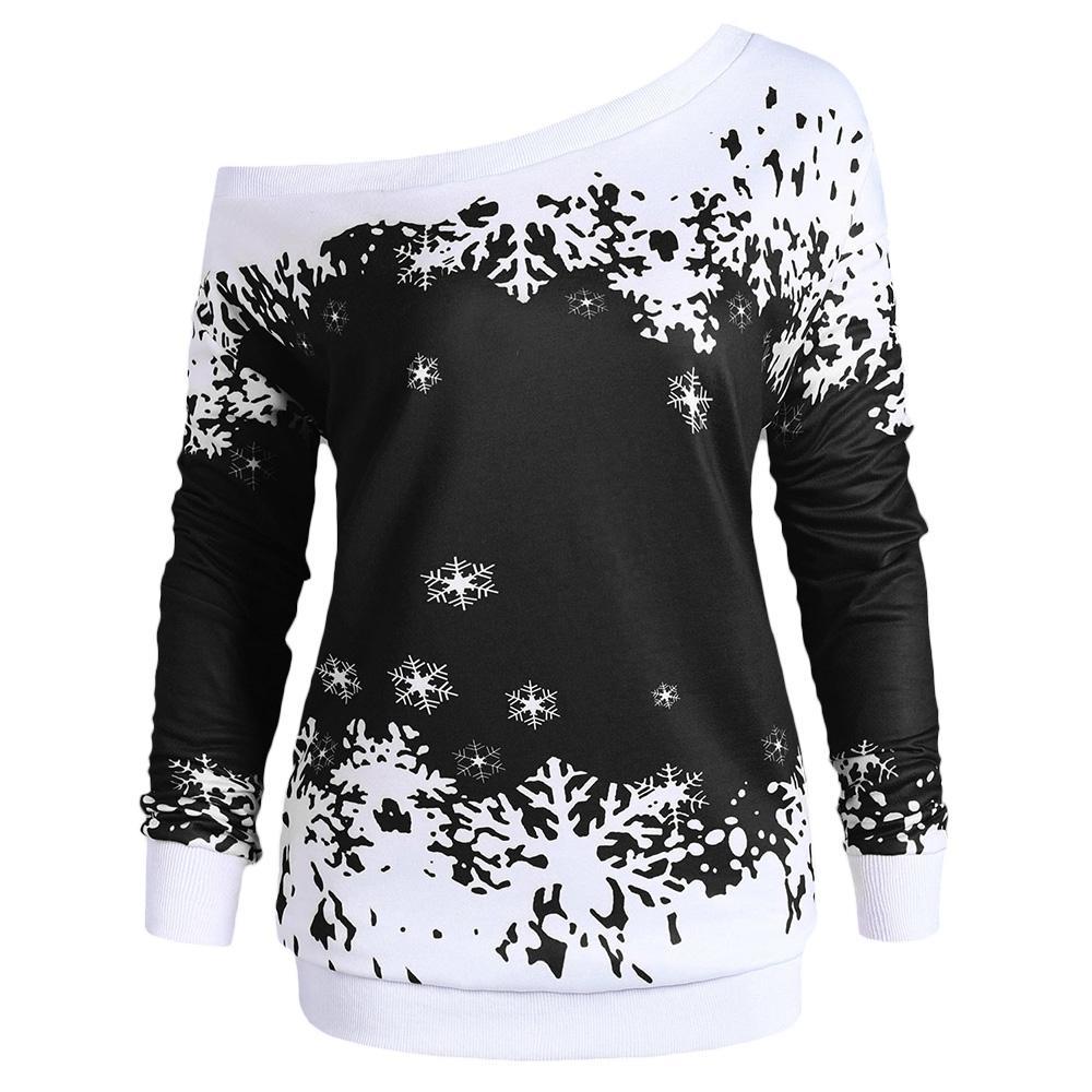 Snowflake One épaule plus taille sweat-shirt