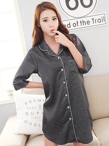 Silky Sleep Shirt with Piped Trim