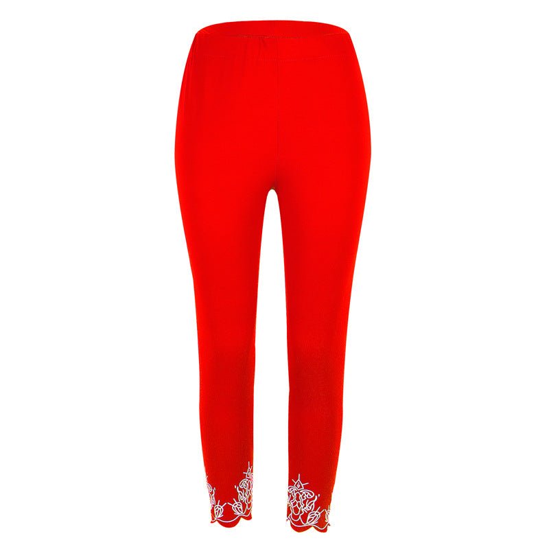 Capri Length Leggings with Decorative Cuffs - THEONE APPAREL