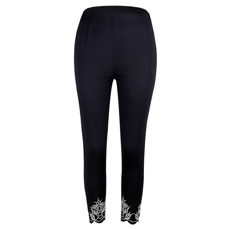 Capri Length Leggings with Decorative Cuffs - THEONE APPAREL