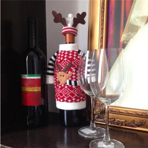 Christmas Red Wine Champagne Bottle Covers - Theone Apparel