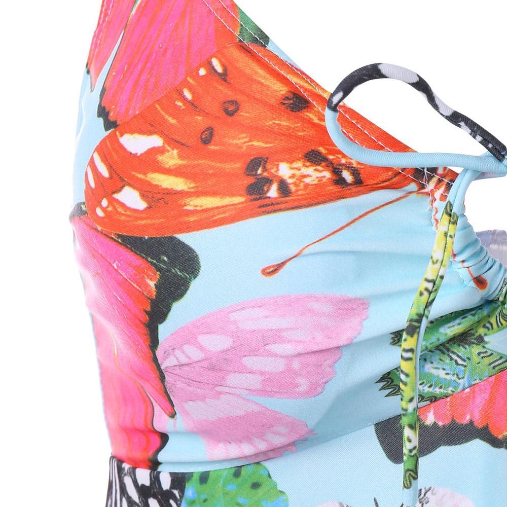 Colorful Butterflies Cami Strap Tankini - Theone Apparel