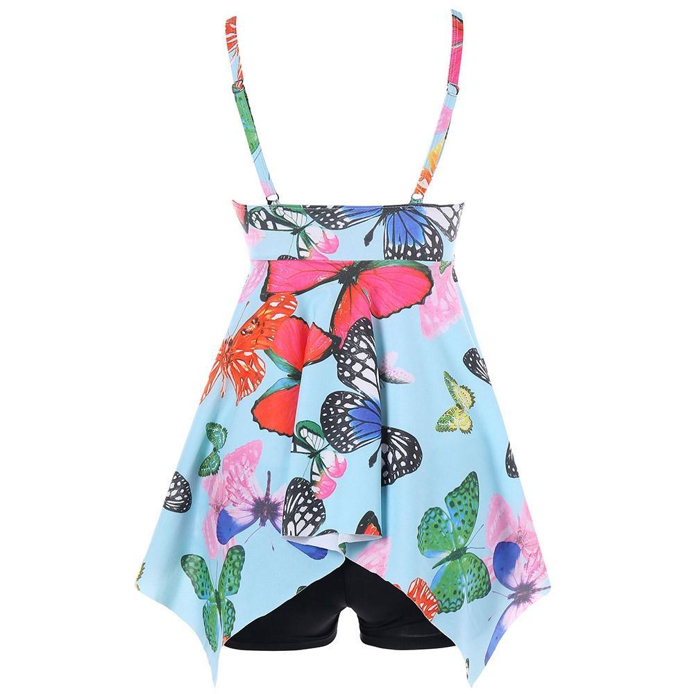 Colorful Butterflies Cami Strap Tankini - Theone Apparel