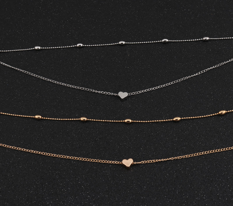 Double Strand Silver Heart Choker
