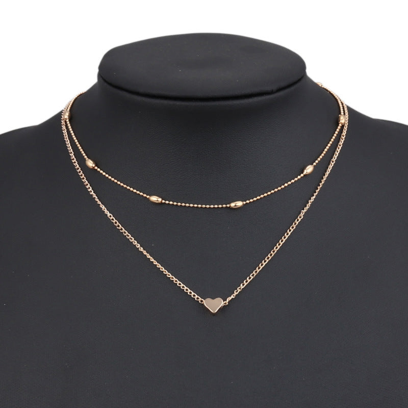Double Strand Silver Heart Choker-Gold-Theone Apparel