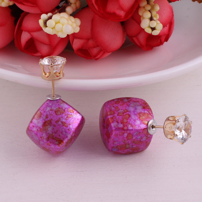 Dusty Rose Silver Feather Earrings-Rose Red-Theone Apparel