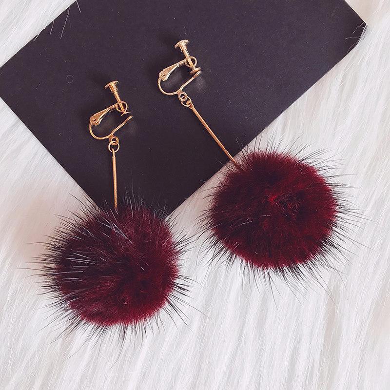 Fancy Fuzz Ball Drop Earrings - Theone Apparel