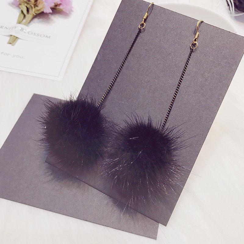 Fancy Fuzz Ball Drop Earrings - Theone Apparel