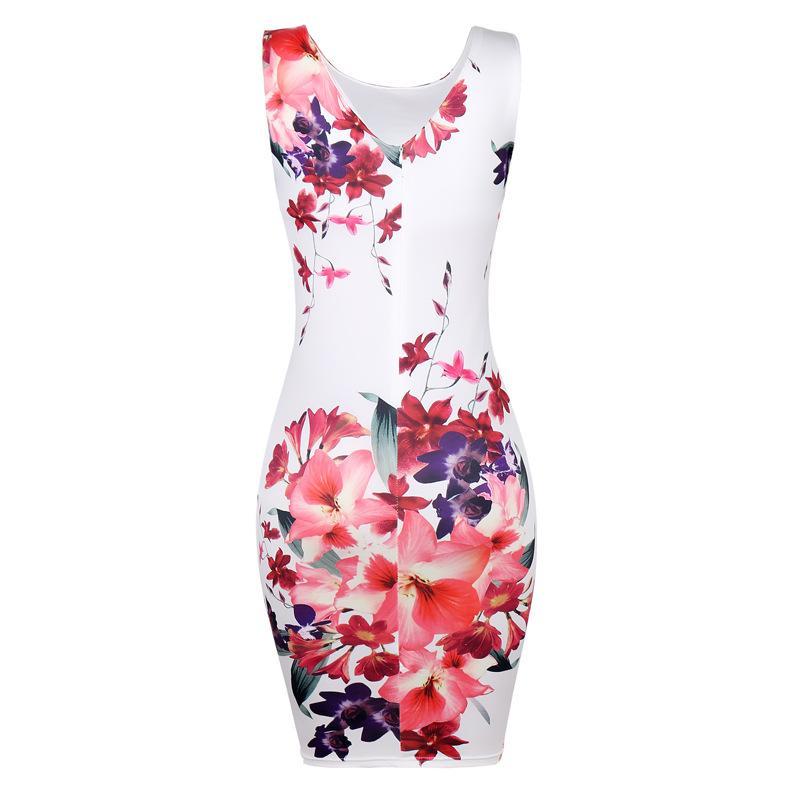 Flower Garden Sleeveless Office Dress - Theone Apparel