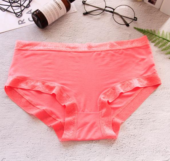 Flowery Trim Tummy Tuck Panty-Reddish Orange-Theone Apparel