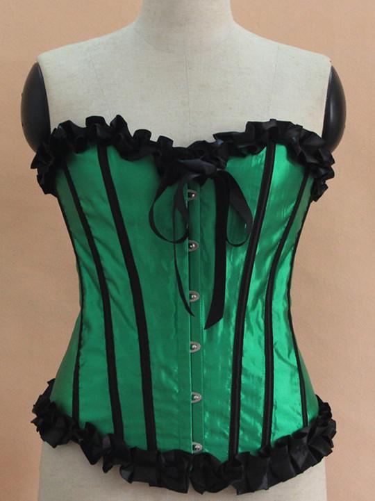 Frills & Stripes Lingerie Corset Top-Green-Theone Apparel