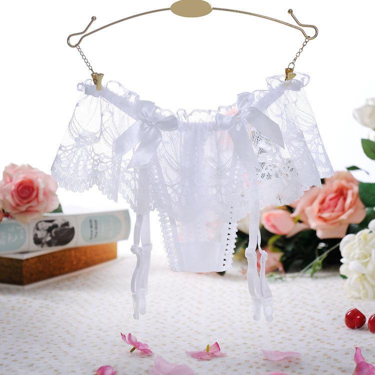 Frilly Lace Skirt Garter Panty-White-Theone Apparel