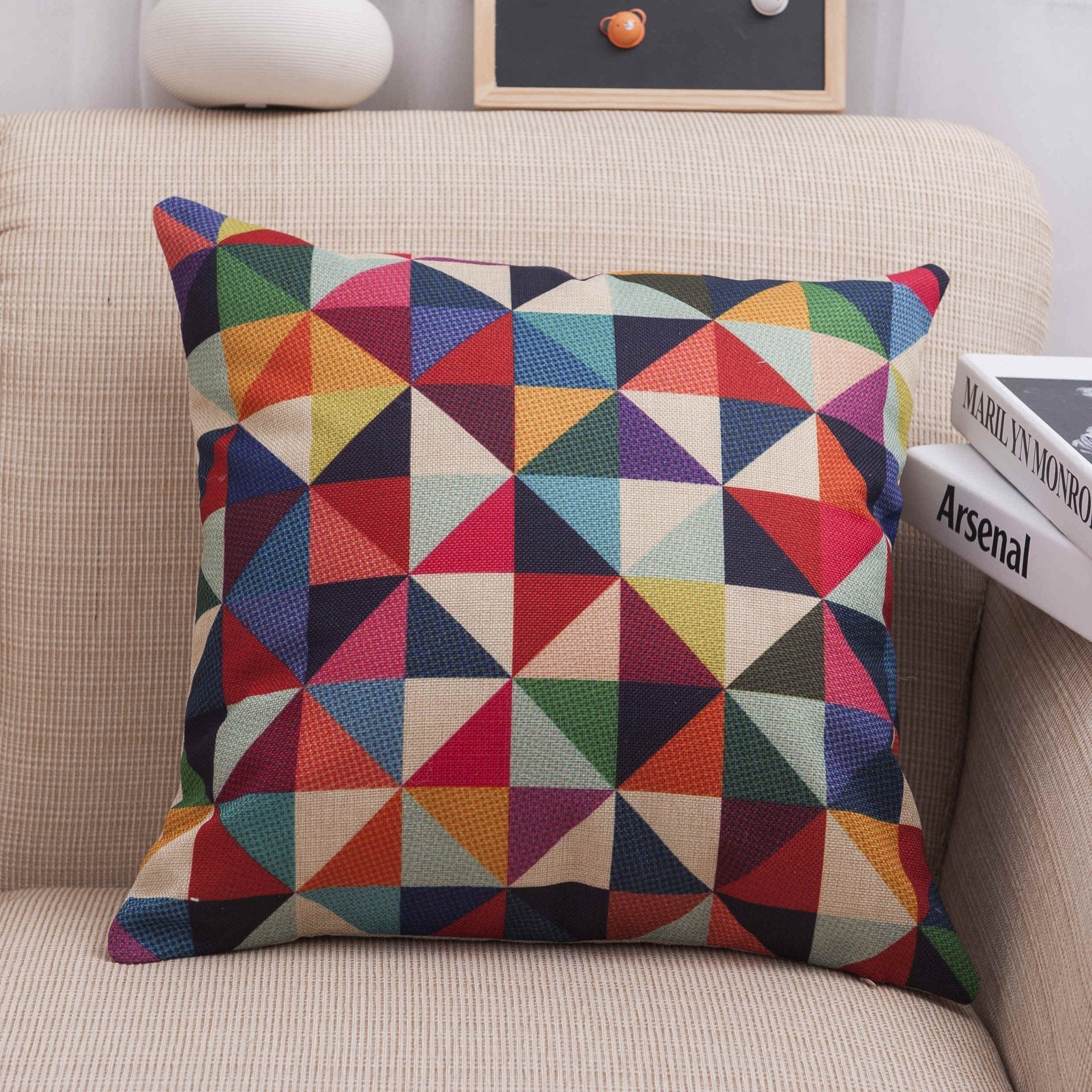 Geo Splice Triangle Print Pillow Covers