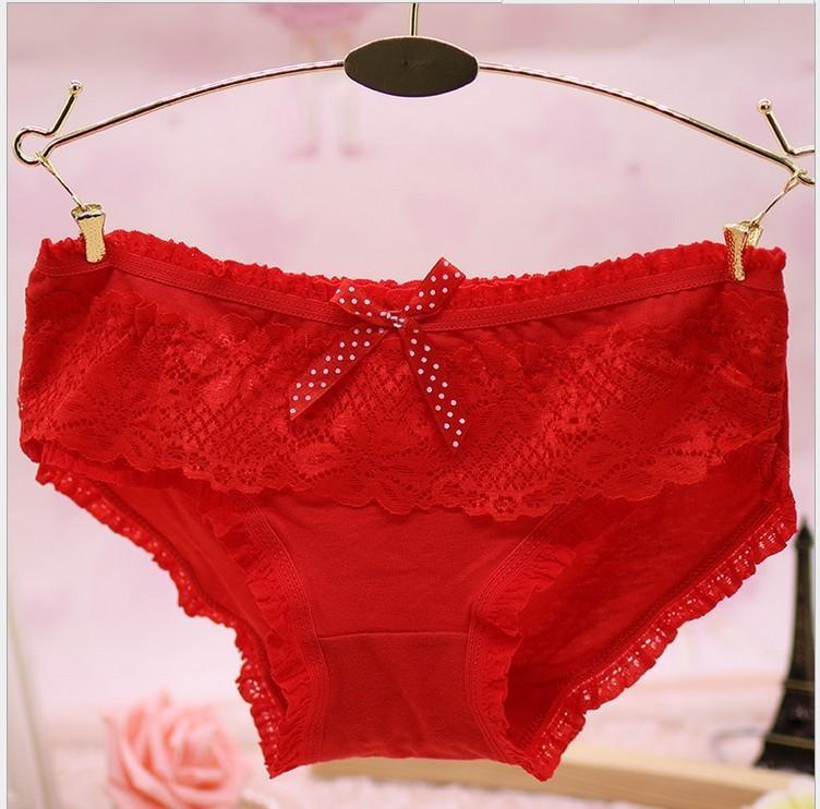 Girly Lace and Ruffles Bikini Panty-Red-Theone Apparel