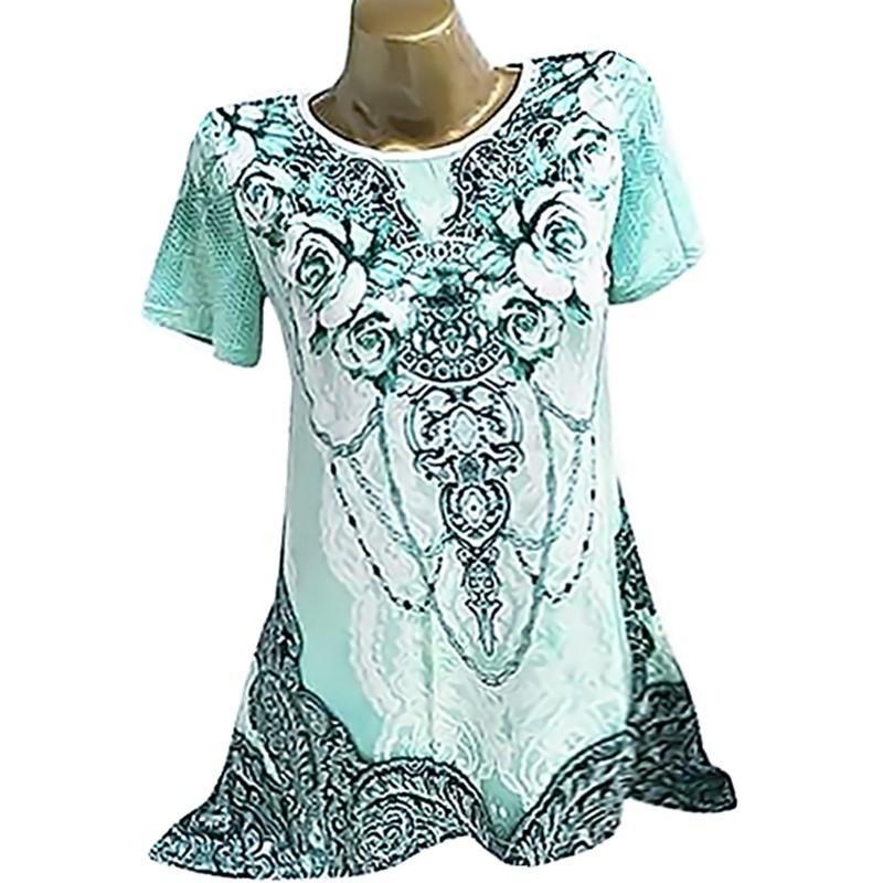 Flora Jewelry Print Peak Hem Top